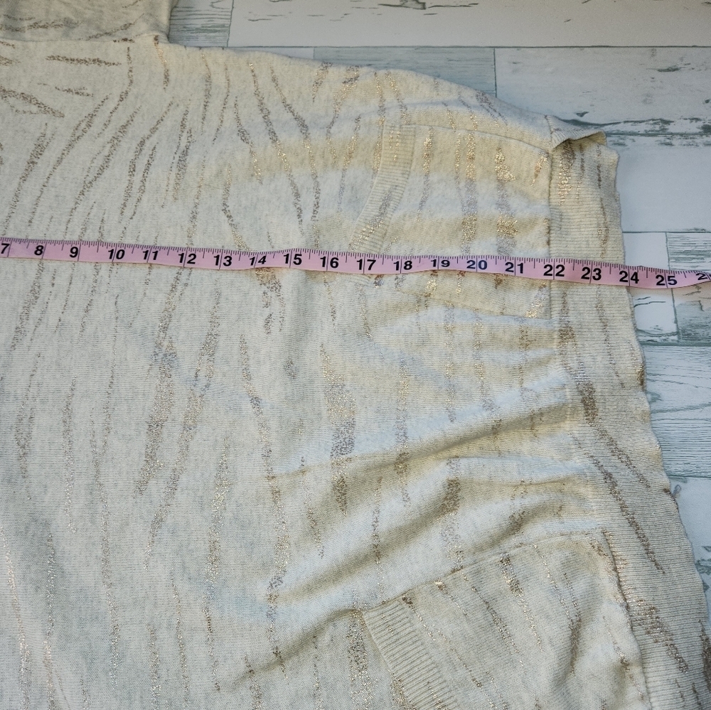 Democracy Women Sweater Pockets Cream Beige 100% Cotton Size Large - Picture 7 of 10